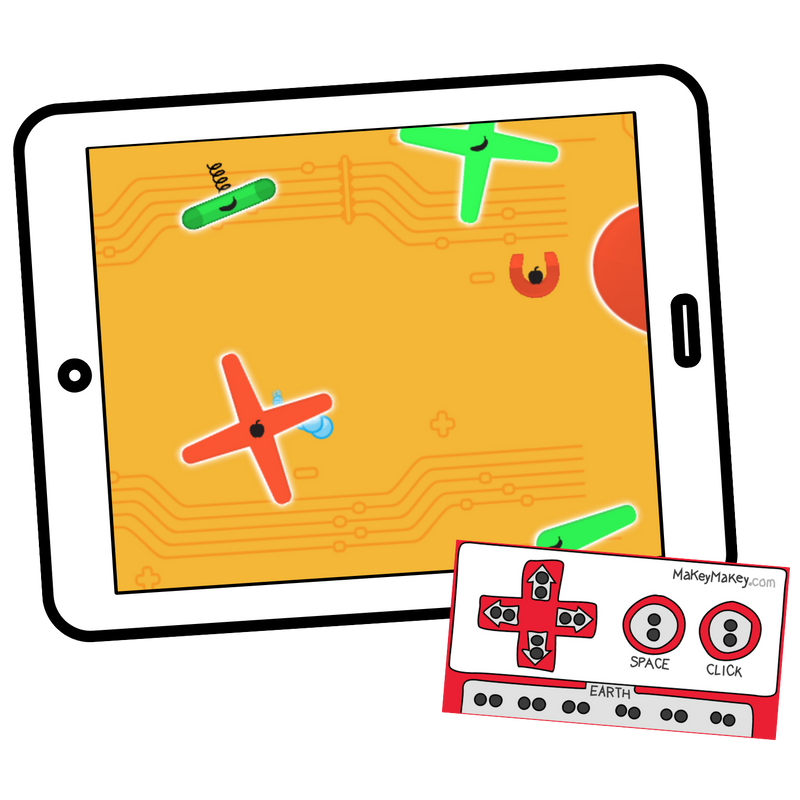 Trick Shot Mechanic on a tablet with Makey Makey